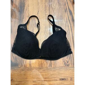 Victoria's Secret Black Lace Incredible By Victorias Plunge T-Shirt Bra Size 36D